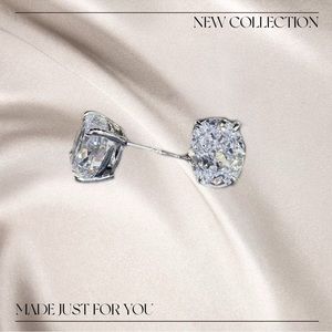 Oval cut sterling silver zircon earrings